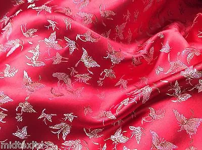CHINESE ORIENTAL BUTTERFLY BROCADE SILKY SATIN DRESS FABRIC 44" wide Mtex M57