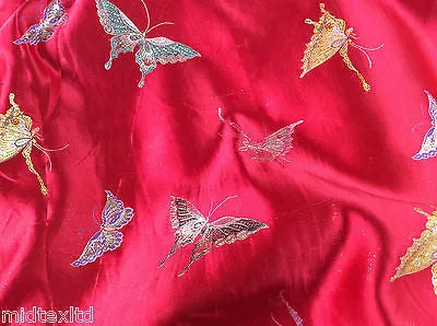 CHINESE ORIENTAL BUTTERFLY BROCADE SILKY SATIN DRESS FABRIC 44" wide Mtex M57