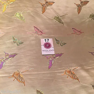 CHINESE ORIENTAL BUTTERFLY BROCADE SILKY SATIN DRESS FABRIC 44" wide Mtex M57