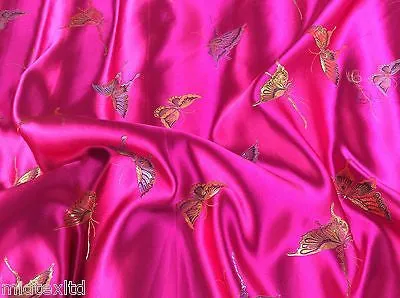 CHINESE ORIENTAL BUTTERFLY BROCADE SILKY SATIN DRESS FABRIC 44" wide Mtex M57