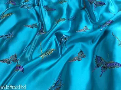 CHINESE ORIENTAL BUTTERFLY BROCADE SILKY SATIN DRESS FABRIC 44" wide Mtex M57