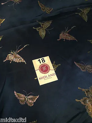 CHINESE ORIENTAL BUTTERFLY BROCADE SILKY SATIN DRESS FABRIC 44" wide Mtex M57
