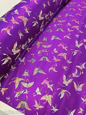 CHINESE ORIENTAL BUTTERFLY BROCADE SILKY SATIN DRESS FABRIC 44" wide Mtex M57