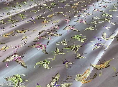 CHINESE ORIENTAL BUTTERFLY BROCADE SILKY SATIN DRESS FABRIC 44" wide Mtex M57