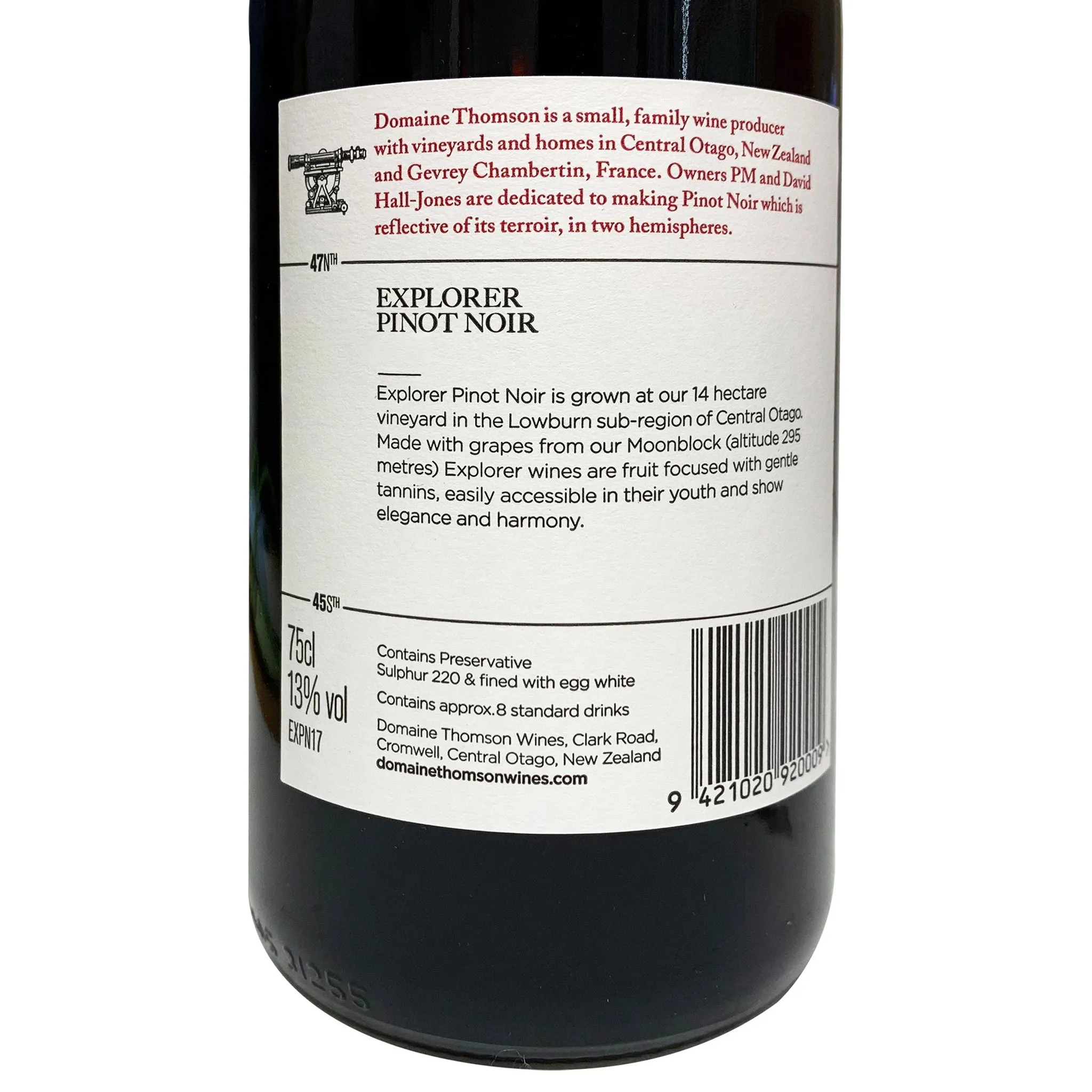 Domaine Thomson Explorer Pinot Noir Central Otago NZ 750ml