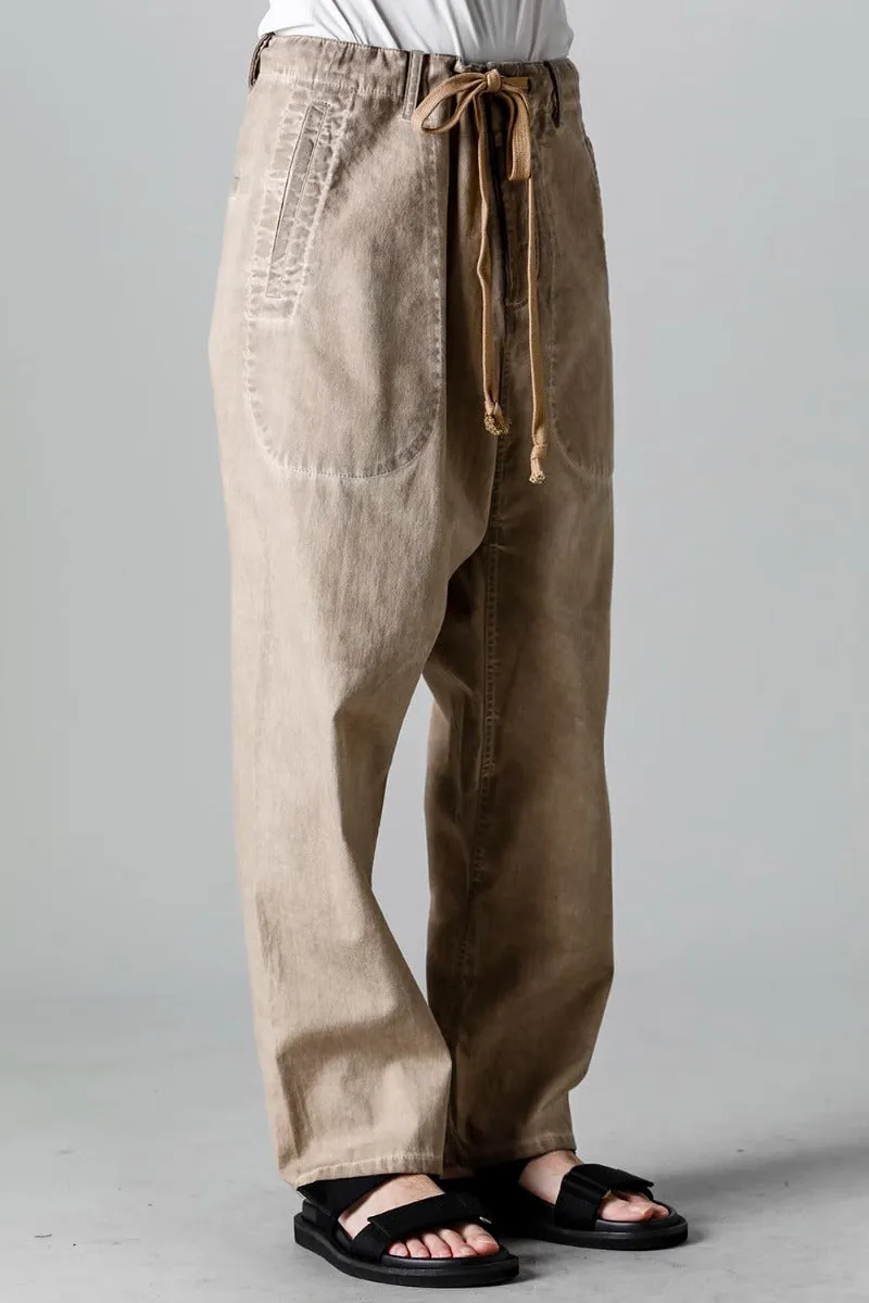 Drop Crotch Denim Pants Tan