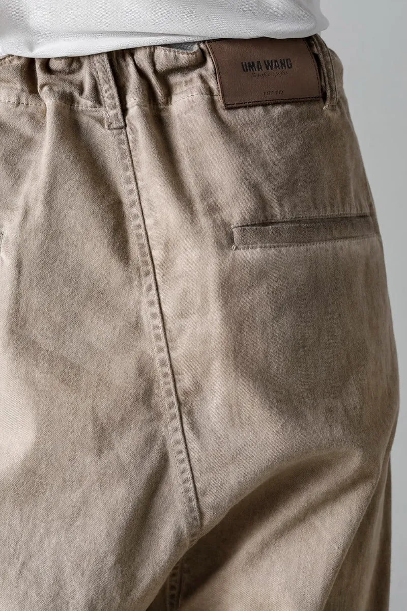 Drop Crotch Denim Pants Tan