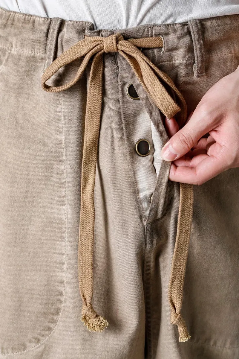 Drop Crotch Denim Pants Tan