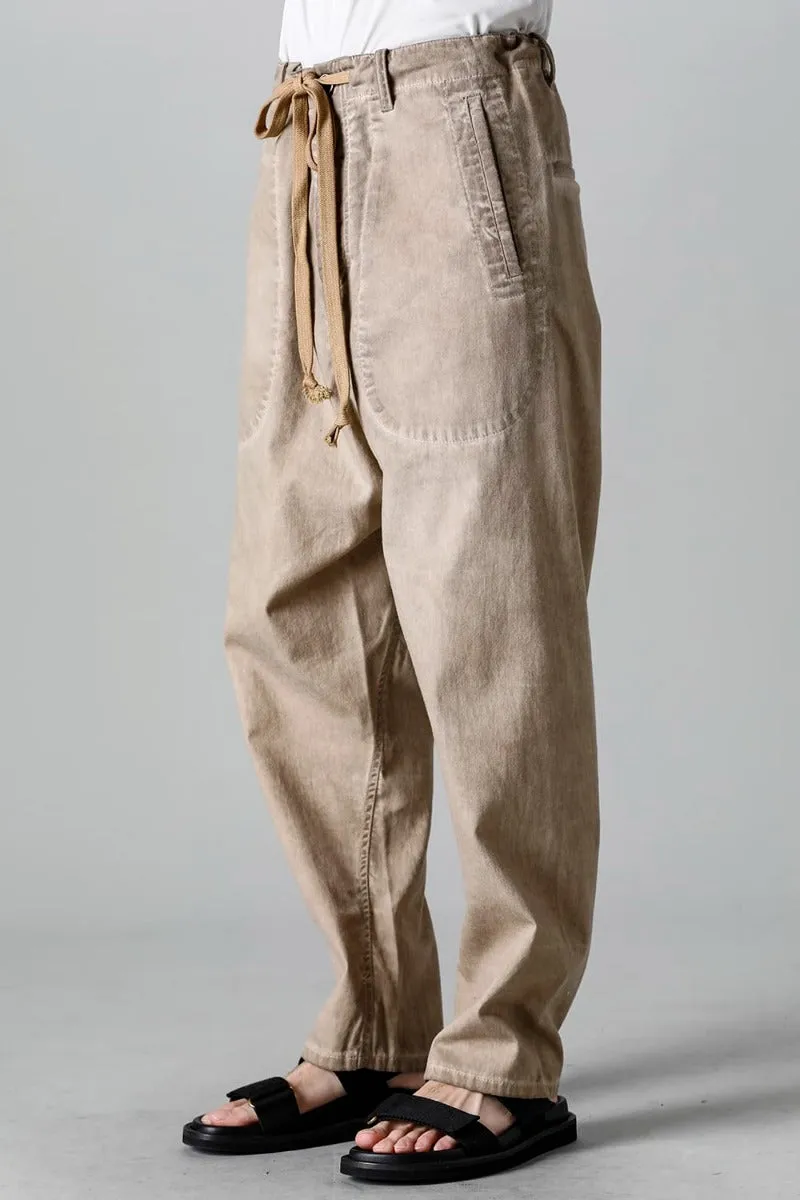 Drop Crotch Denim Pants Tan