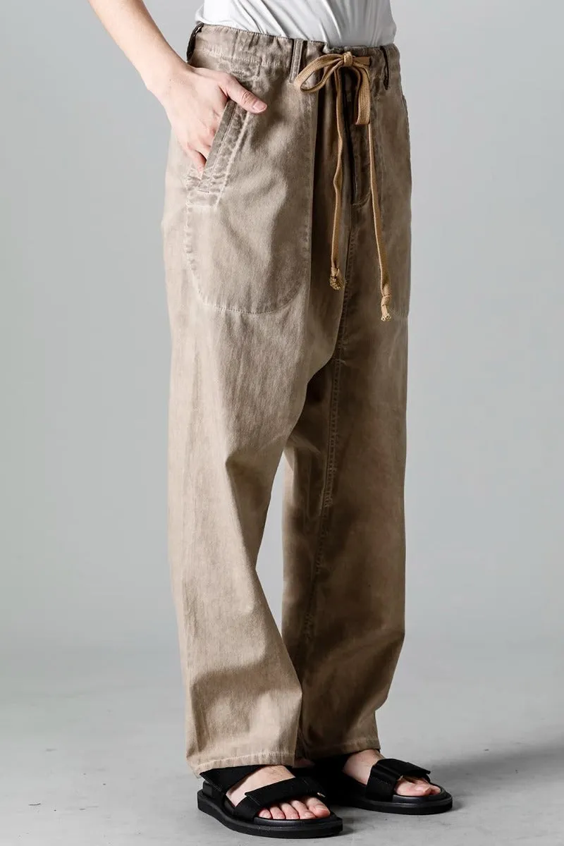 Drop Crotch Denim Pants Tan