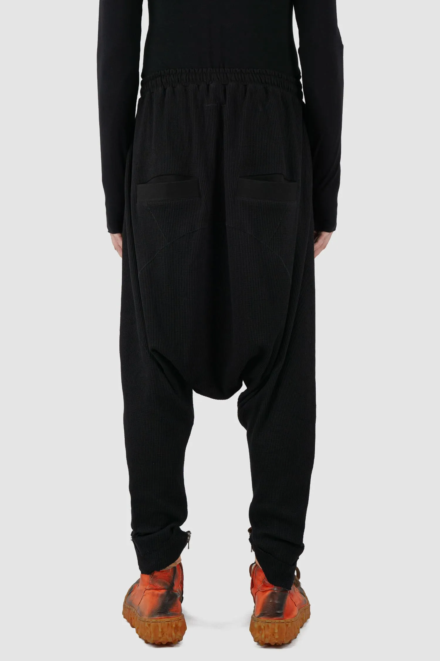 Drop Crotch Waffle Cotton Joggers