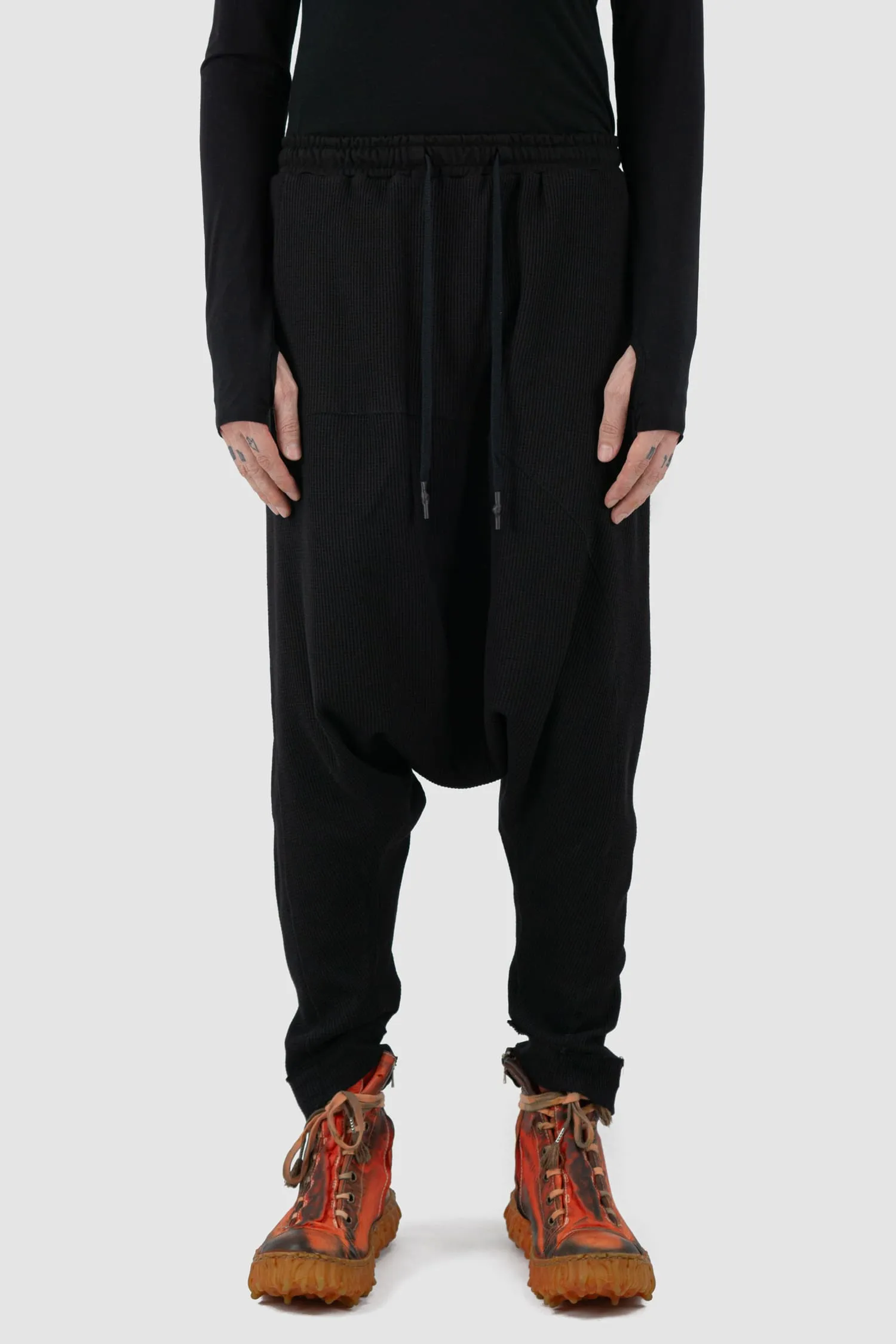 Drop Crotch Waffle Cotton Joggers