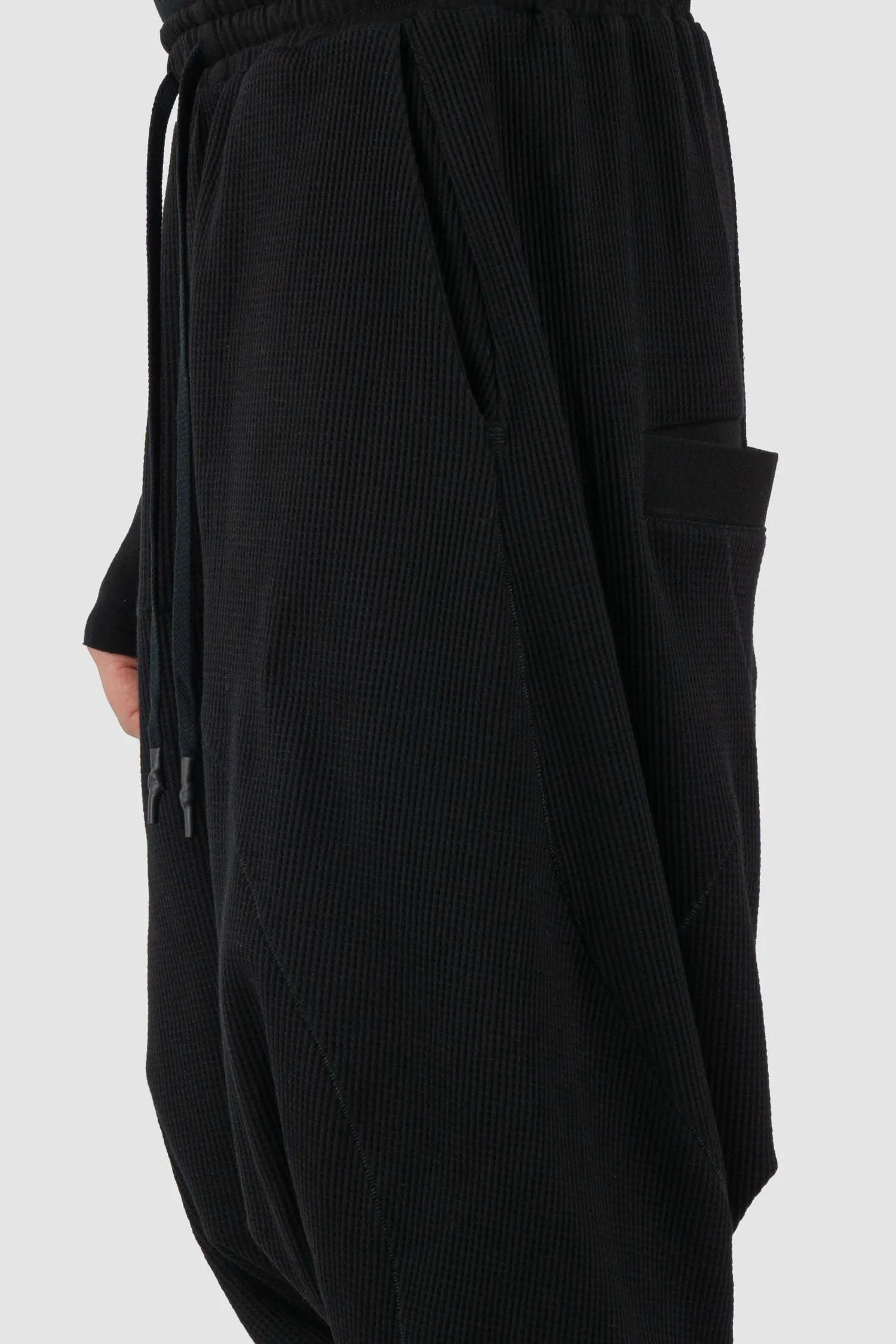 Drop Crotch Waffle Cotton Joggers