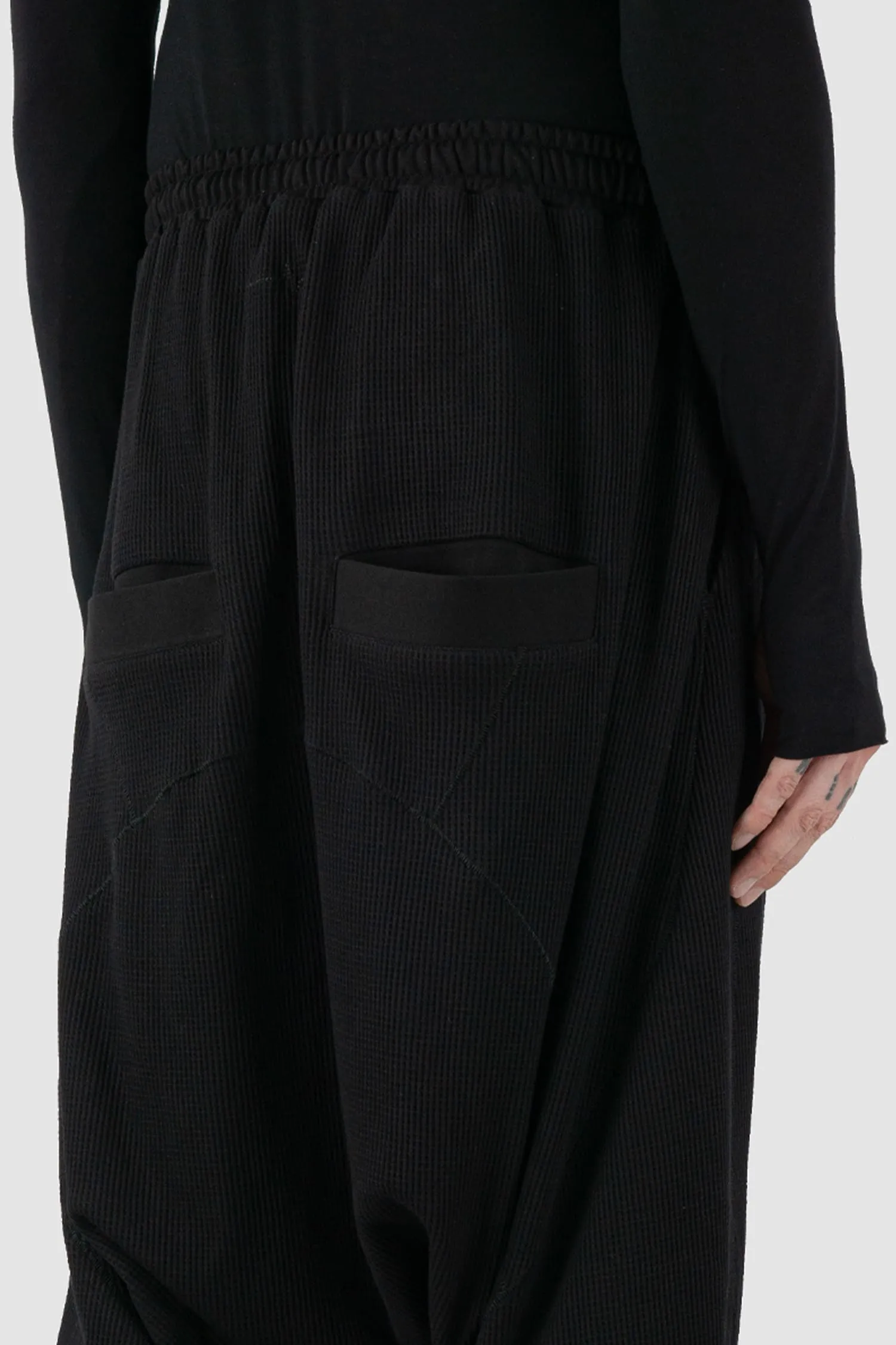Drop Crotch Waffle Cotton Joggers