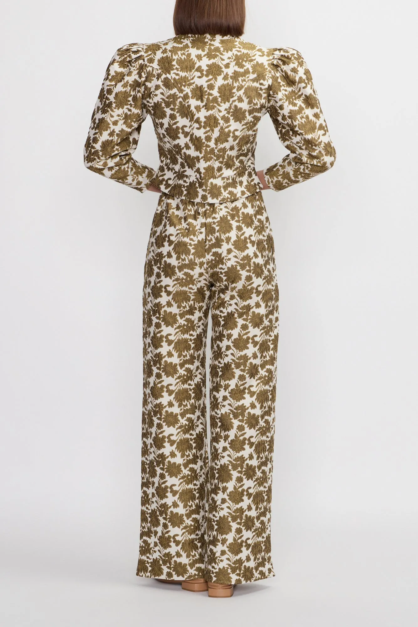 ECRU & BRONZE Wide-Leg Pants