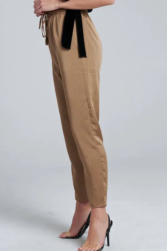 Elegant Bronze Satin Pants