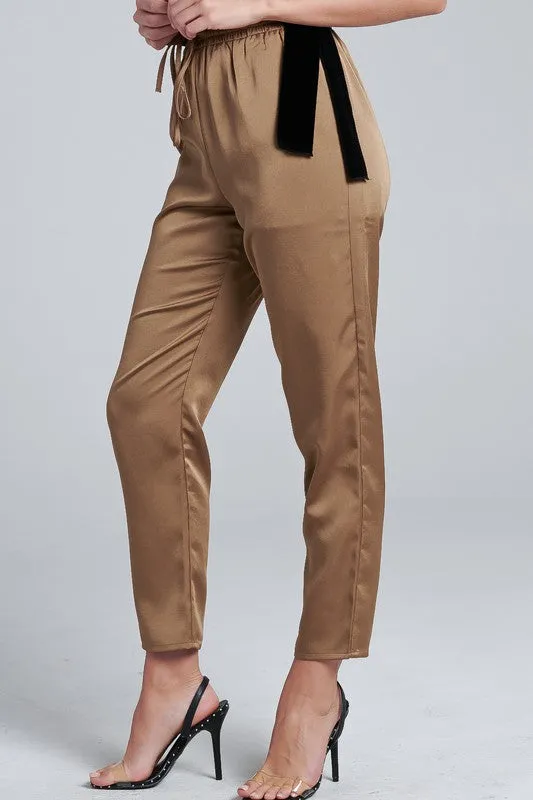 Elegant Bronze Satin Pants