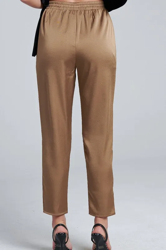 Elegant Bronze Satin Pants