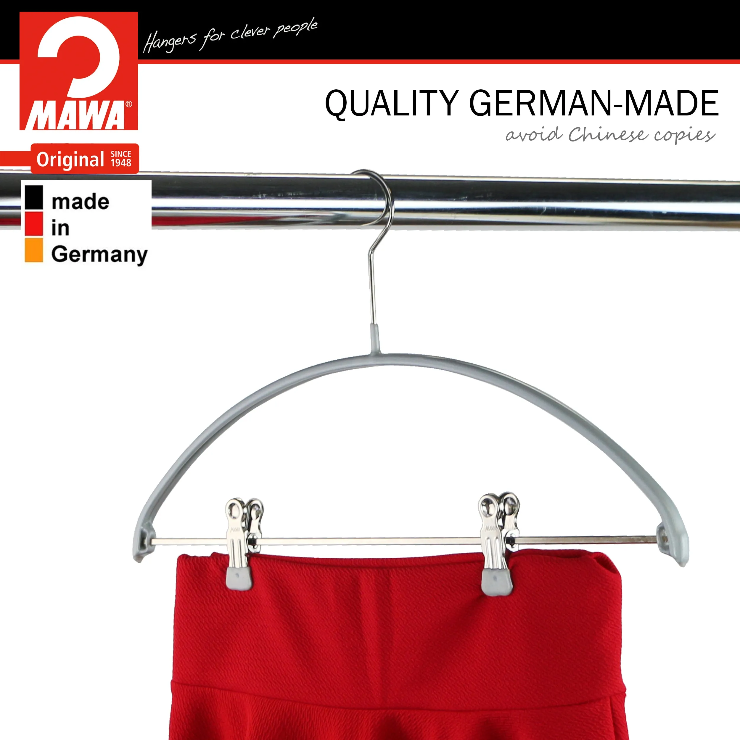 Euro Shirt, Sweater Hanger with Adjustable Grip on Clips, 40-KP, Silver
