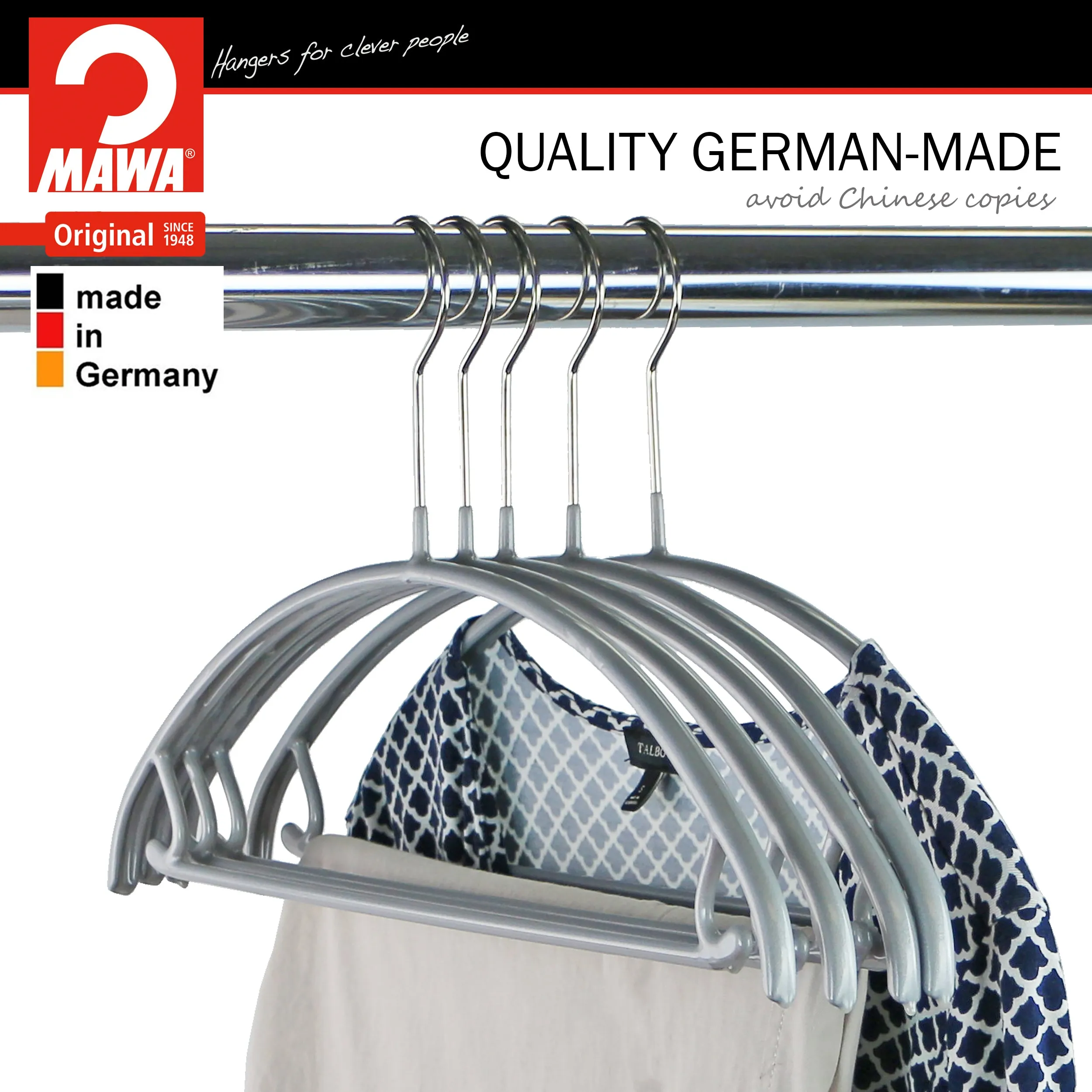 Euro Shirt, Sweater Hanger with Skirt Hooks, 42U, Silver