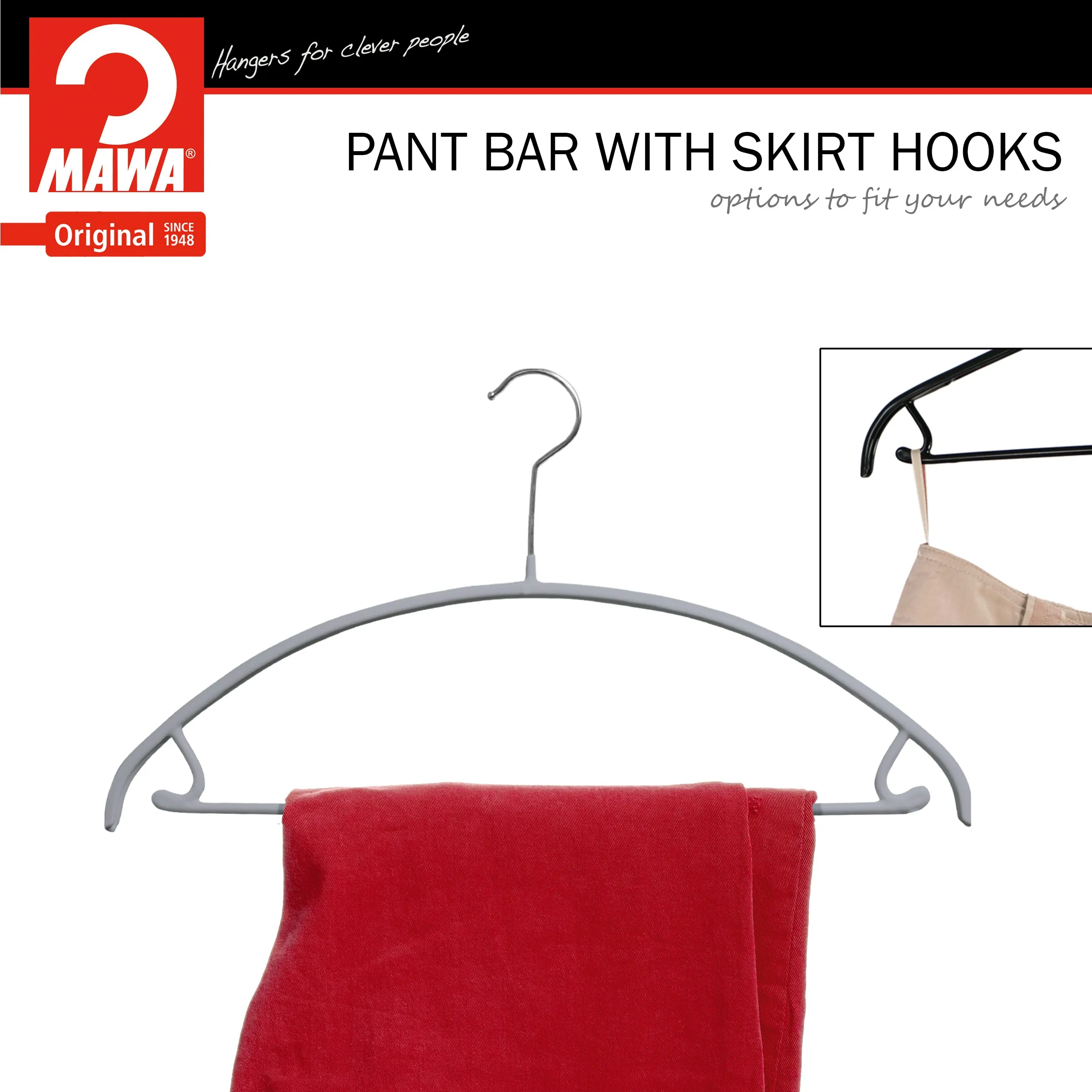 Euro Shirt, Sweater Hanger with Skirt Hooks, 42U, Silver