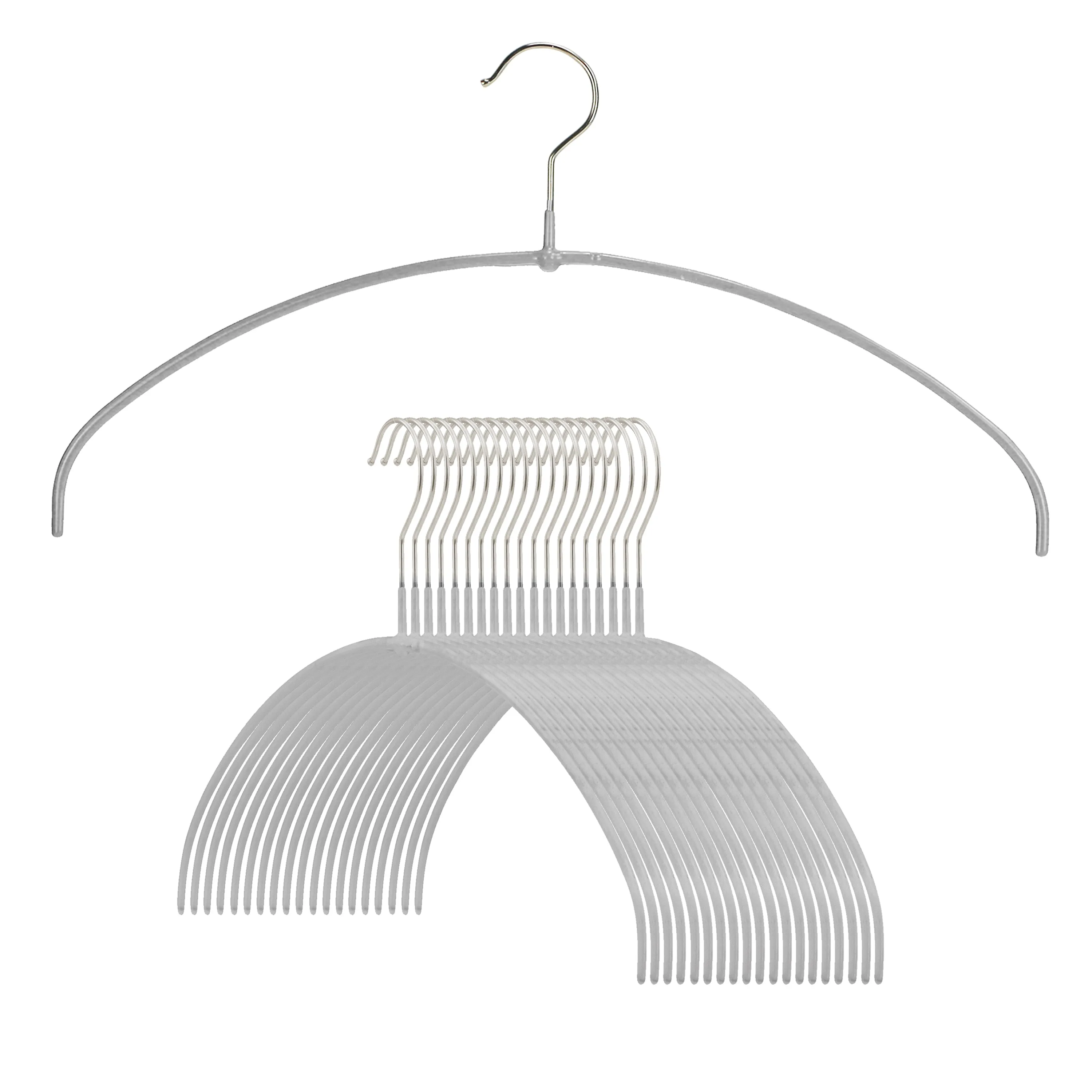 Euro Space-Saving Shirt & Dress Hanger, Narrow, 36PT, Silver