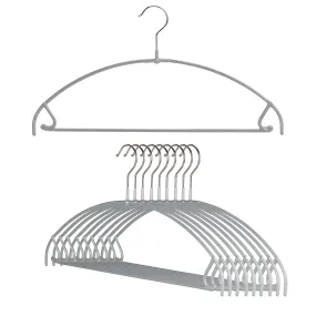 Euro Space-Saving Shirt with Pant Bar & Skirt Hook Hanger, 42-PTU, Silver