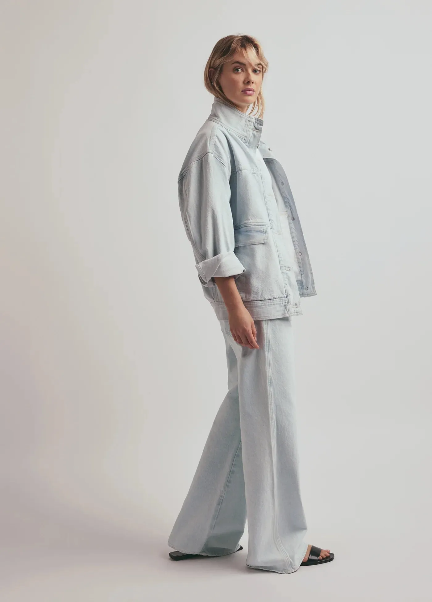 Favorite Daughter The Margot Oversized Denim Jacket- Blue Bird
