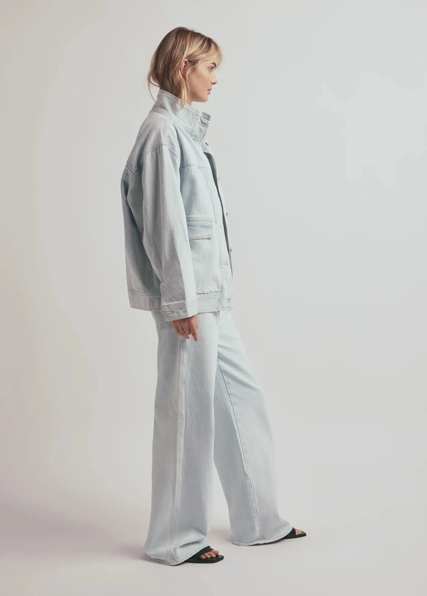 Favorite Daughter The Margot Oversized Denim Jacket- Blue Bird