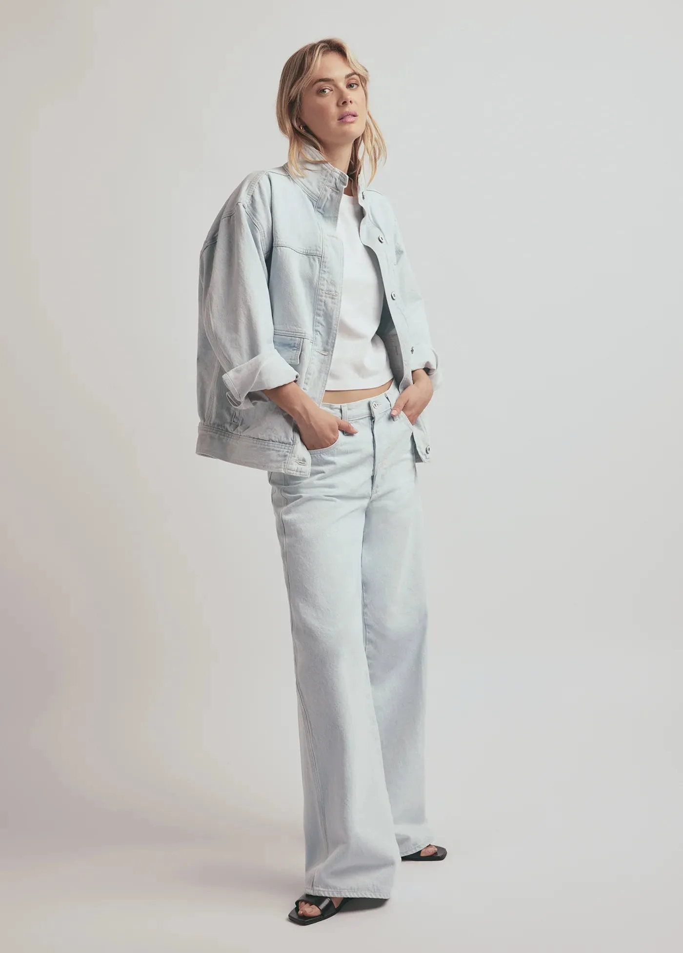 Favorite Daughter The Margot Oversized Denim Jacket- Blue Bird