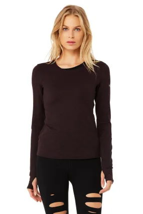 Finesse Long Sleeve Top - Oxblood Heather