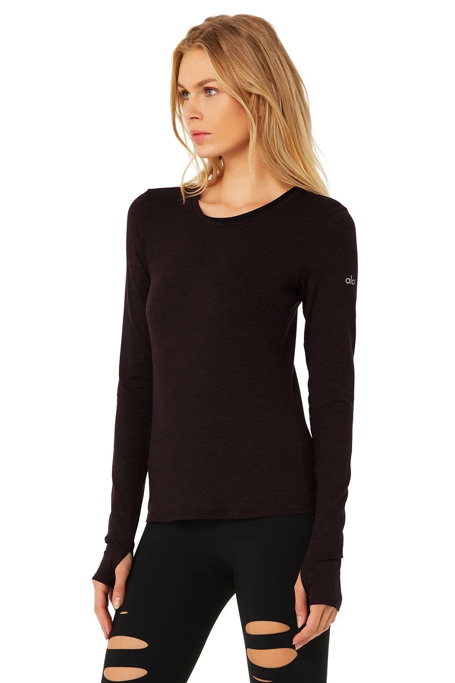 Finesse Long Sleeve Top - Oxblood Heather