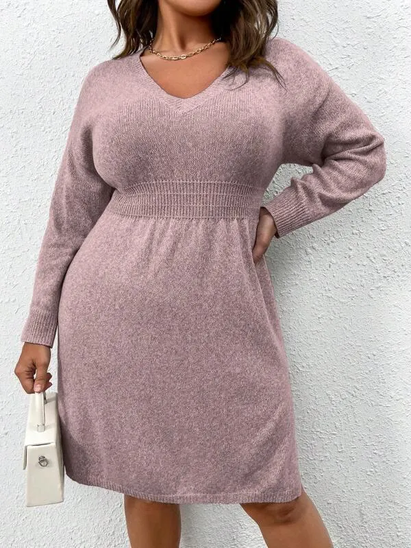 Flared Design High Waist Sweater Dress