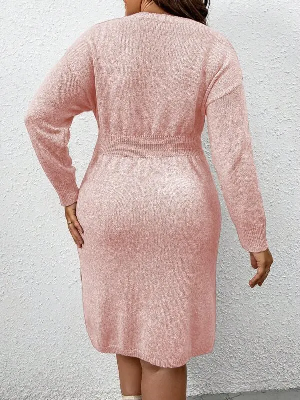 Flared Design High Waist Sweater Dress
