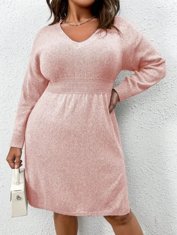 Flared Design High Waist Sweater Dress