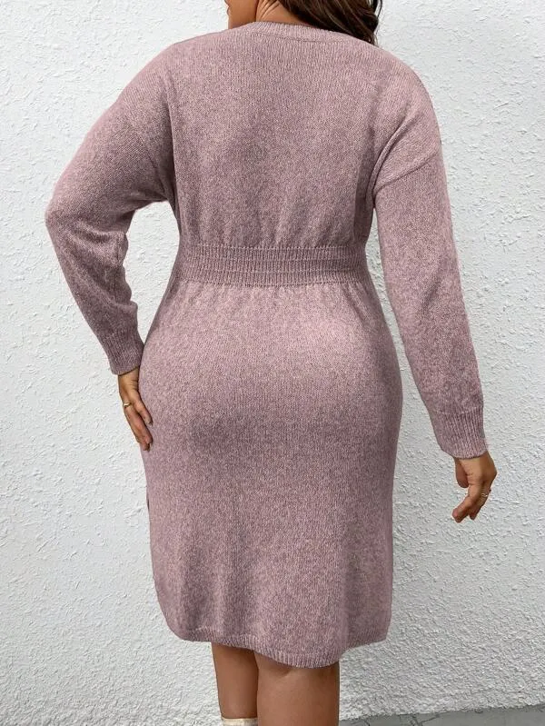 Flared Design High Waist Sweater Dress