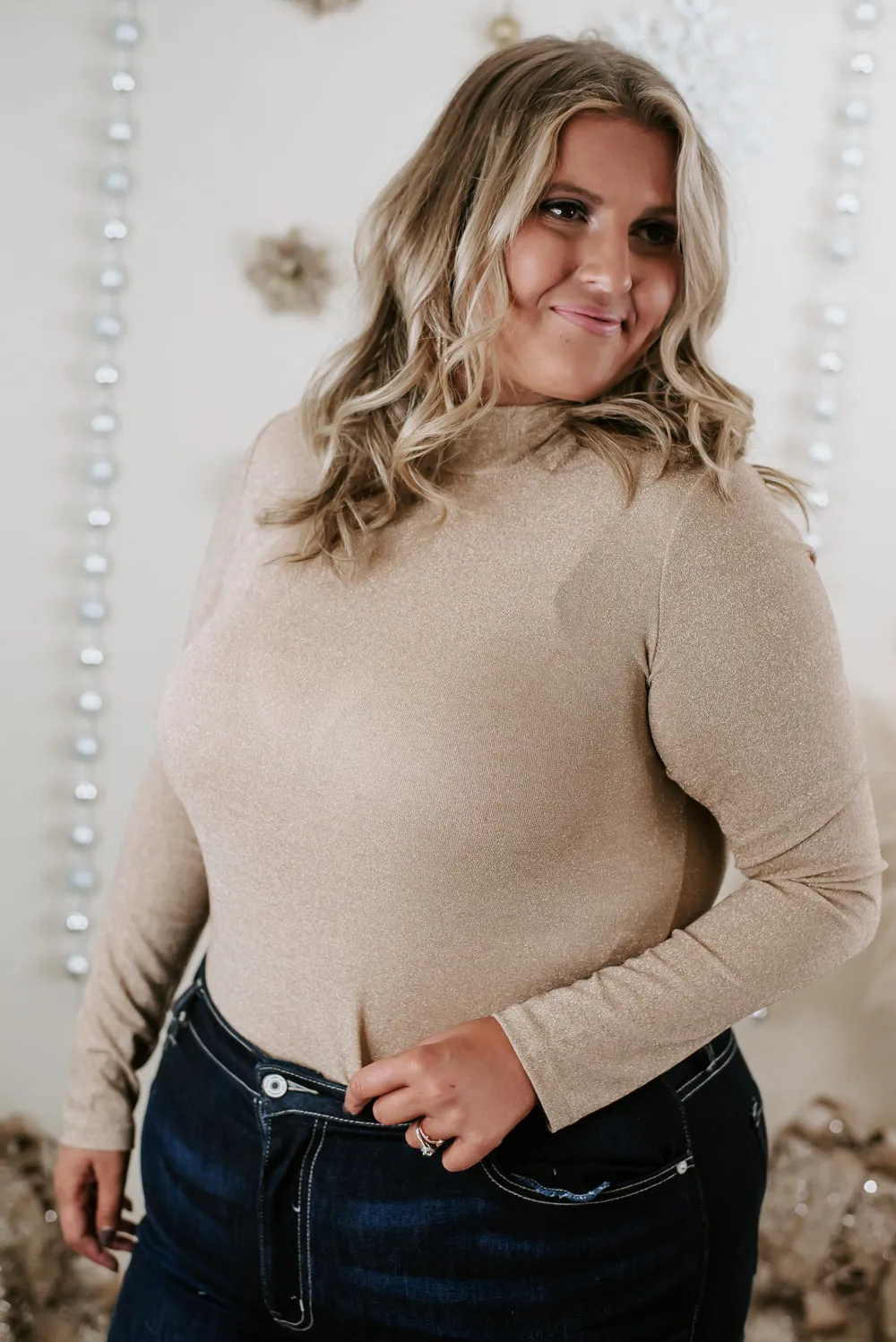 Full Of Cheer Shimmer Bodysuit, Champagne