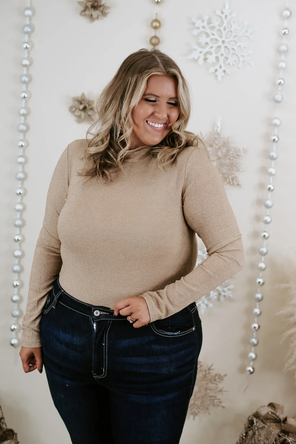 Full Of Cheer Shimmer Bodysuit, Champagne