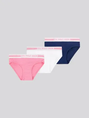 Girls 3 Pack Bikini Brief Underwear in Medieval Blue