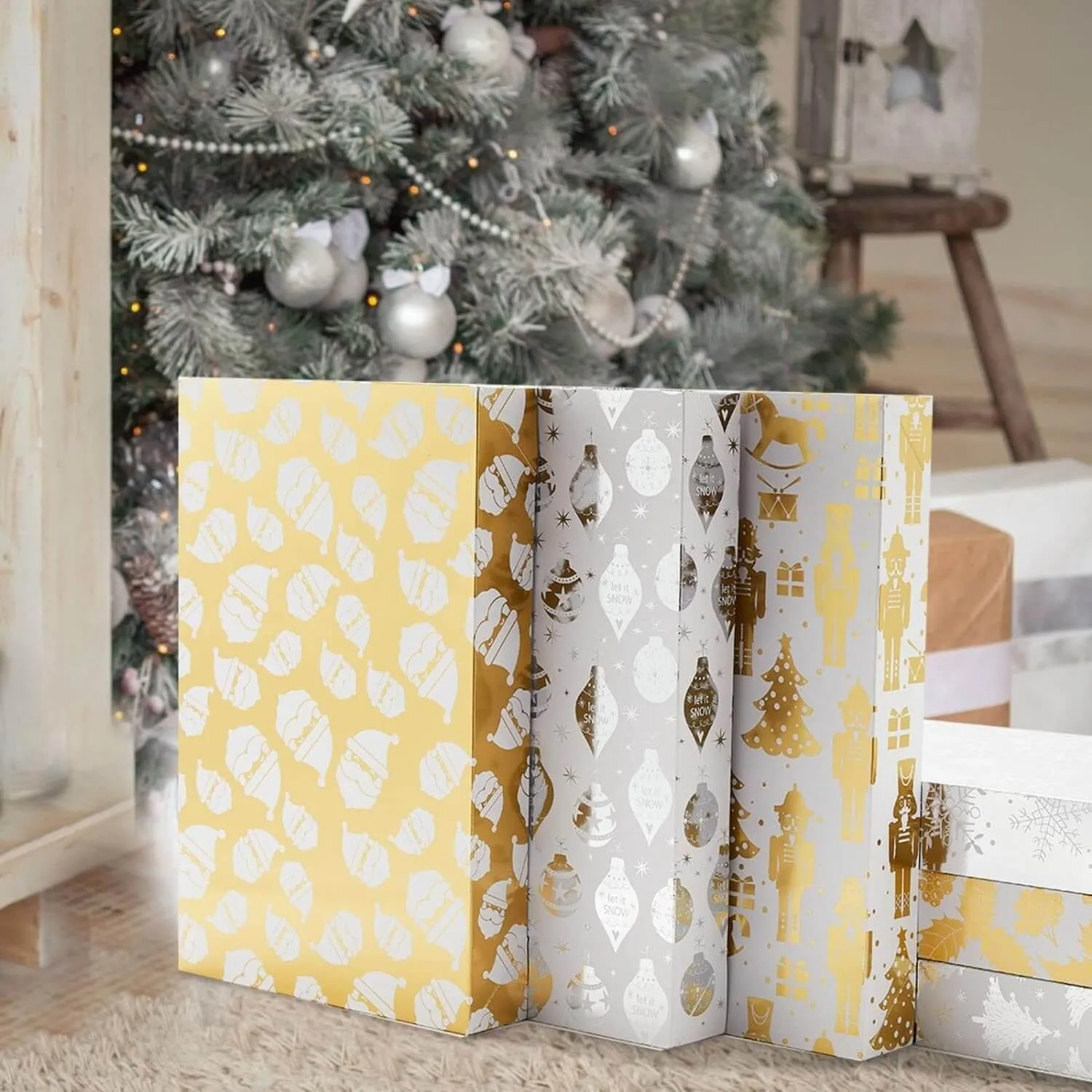 Gold & Silver Glittered Clothing Gift Boxes, Pack of 12