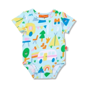 HALCYON NIGHTS HAPPY CAMPERS SHORT SLEEVE BODYSUIT