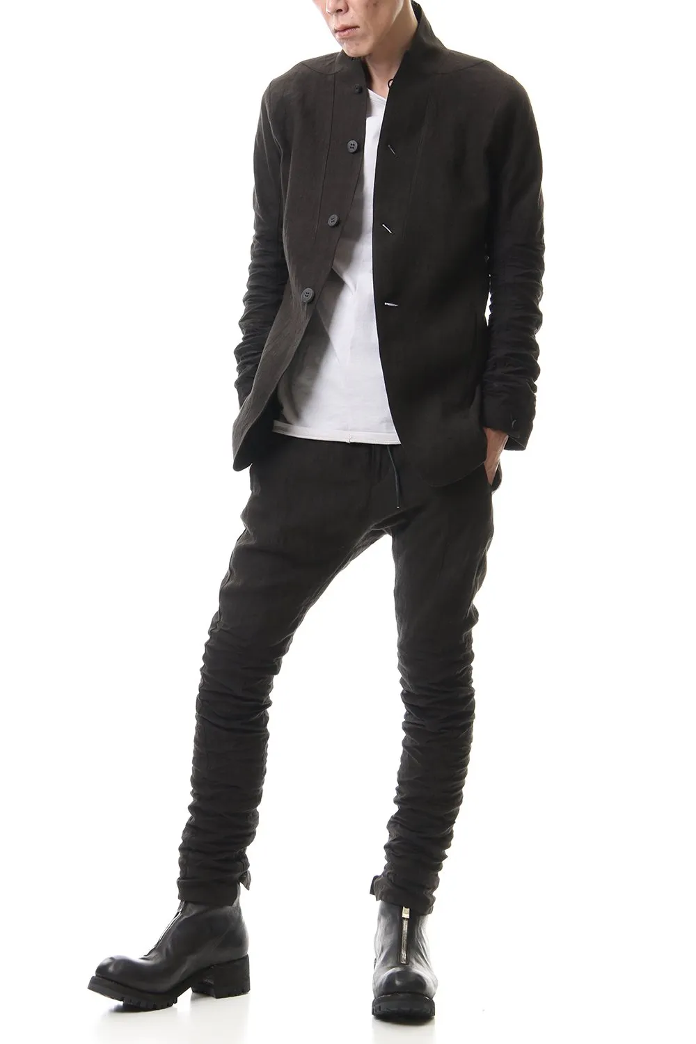 Hand Dyed Linen Drop Crotch Slim Pants