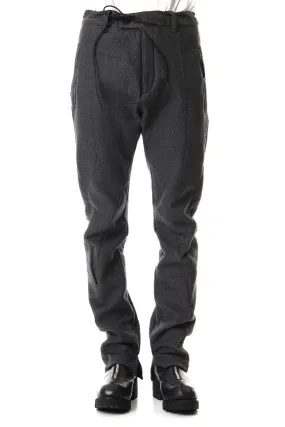 Hand Dyed Linen ×  Freece Needle Punch  Drop Crotch Slim Pants Charcoal - ST107-0039A