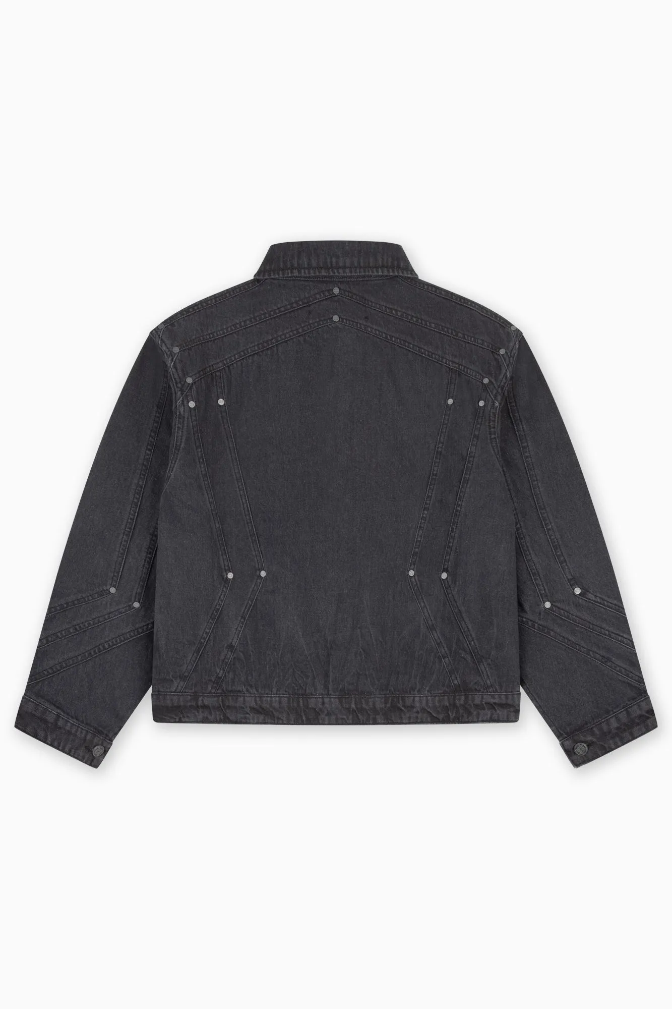 HEAVY CUTLINE BLACK WAVE WASHED DENIM JACKET [PRE ORDER]