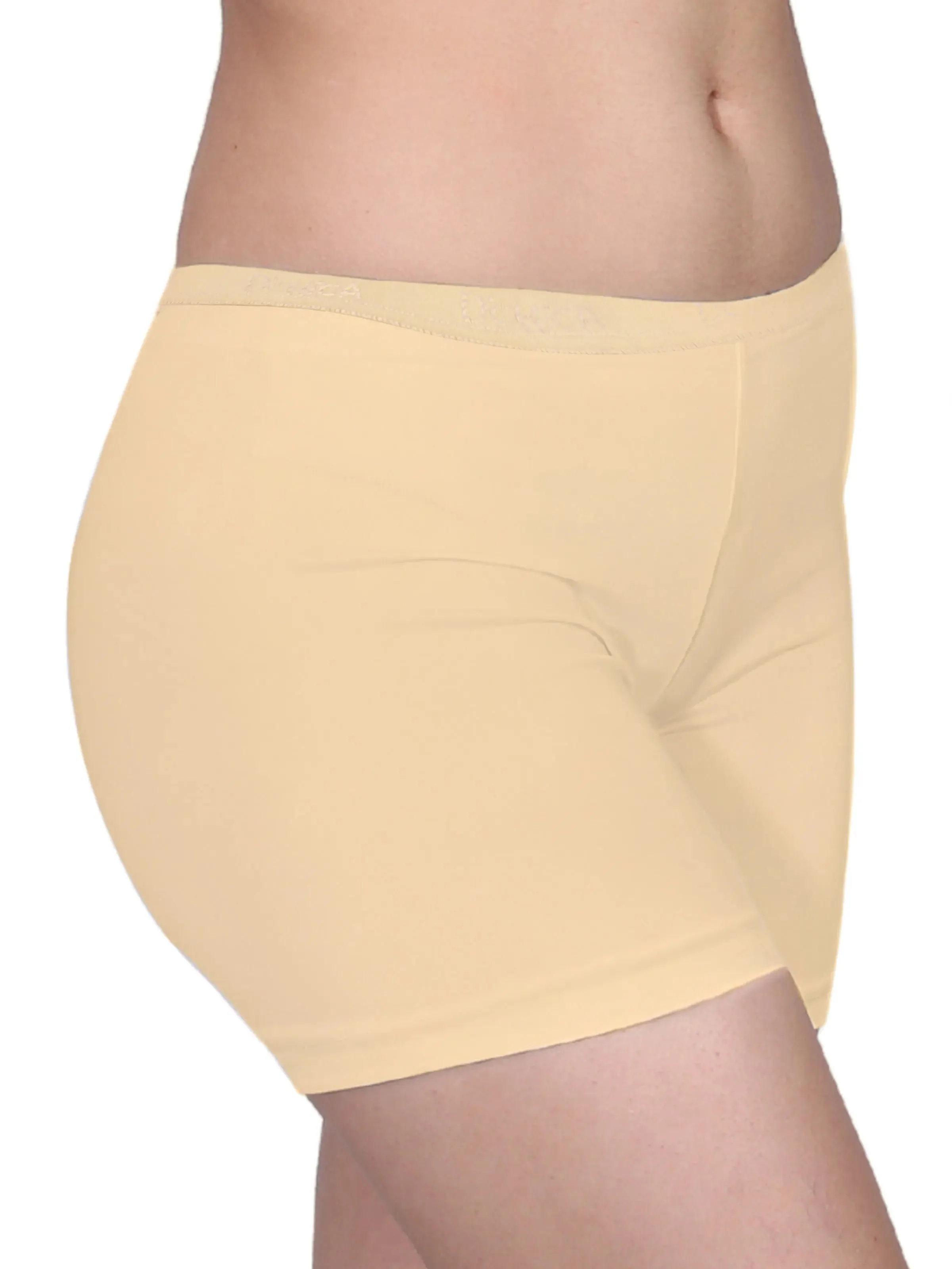 High Waist Long Panties with Full Coverage and No Side Seams in Black & Skin Boyshorts