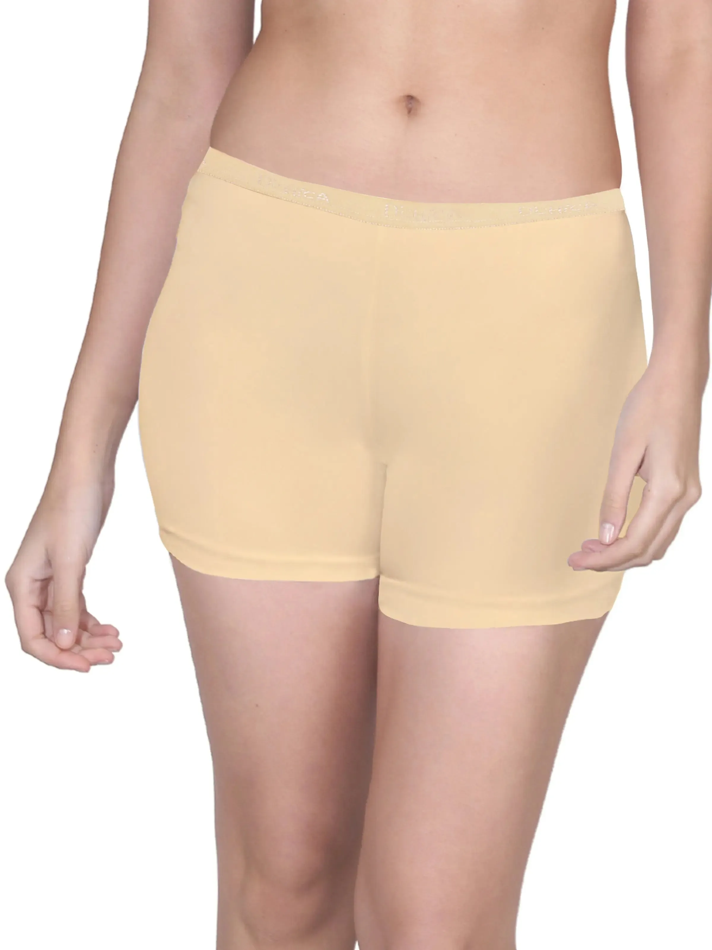 High Waist Long Panties with Full Coverage and No Side Seams in Black & Skin Boyshorts