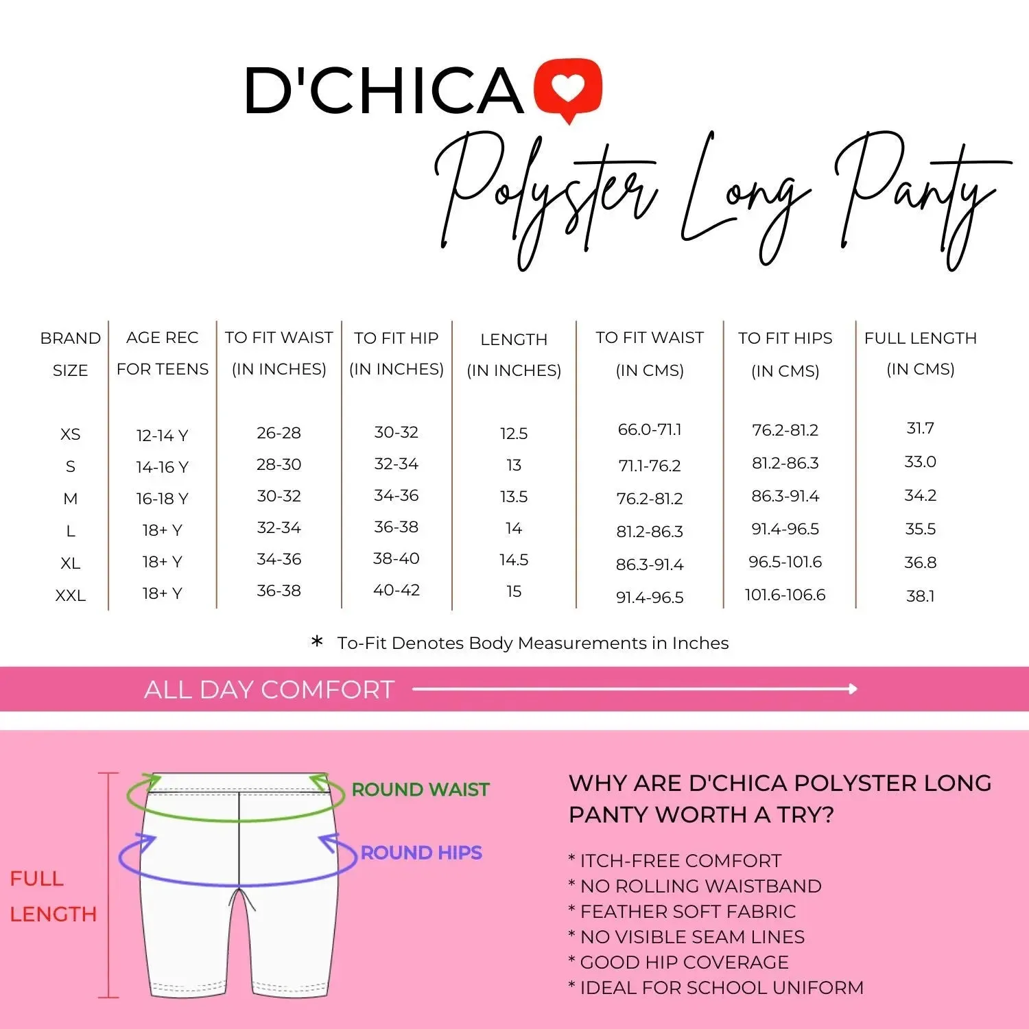 High Waist Long Panties with Full Coverage and No Side Seams in Black & Skin Boyshorts