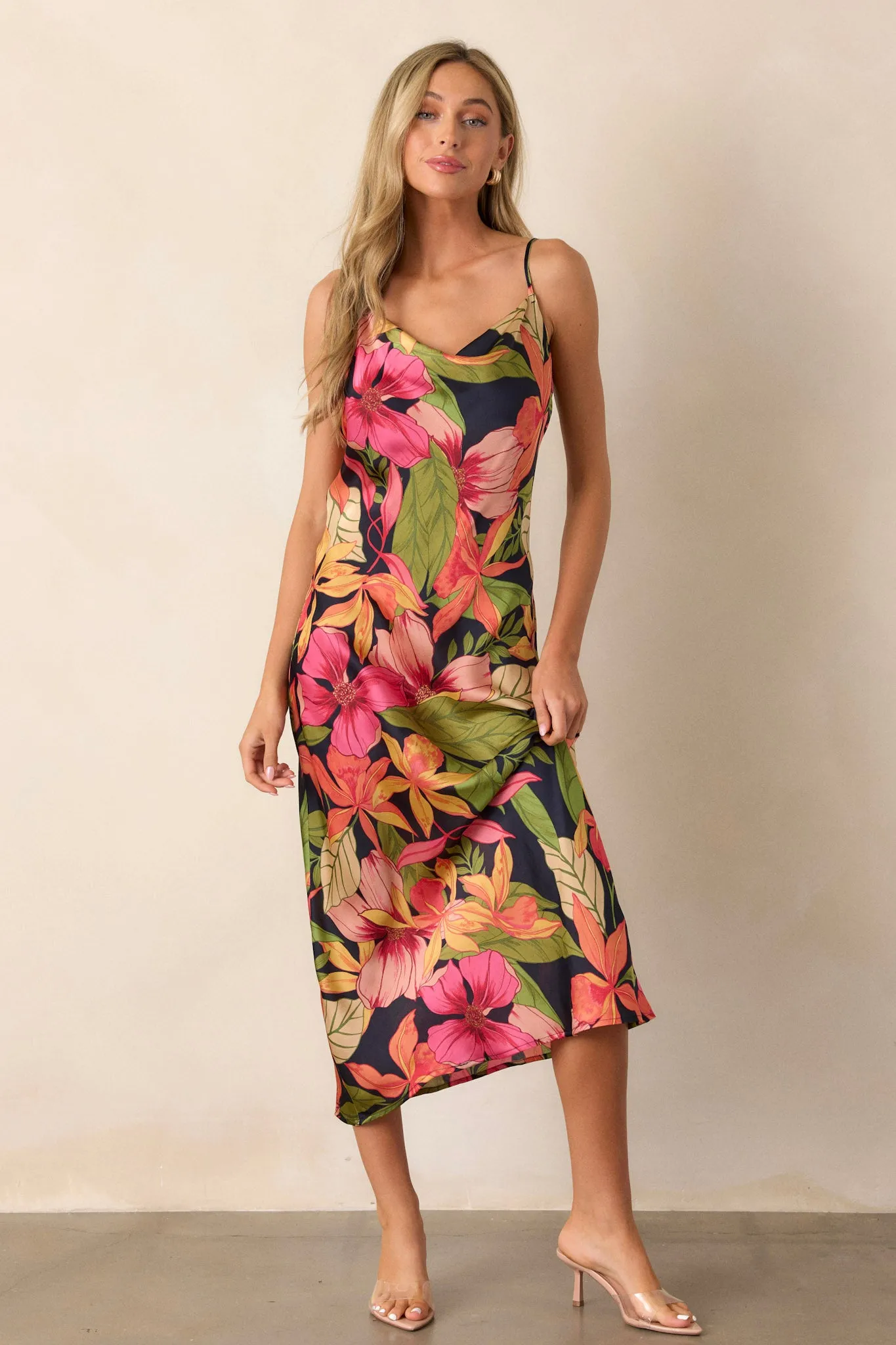 Just A Moment Black Floral Midi Dress