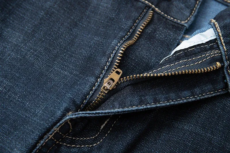 KSTUN Dark Blue Jeans Men Business Casual Denim Pants Straight Cut Classic Jeans Man Full Length Trousers Men's Clothing Autumn