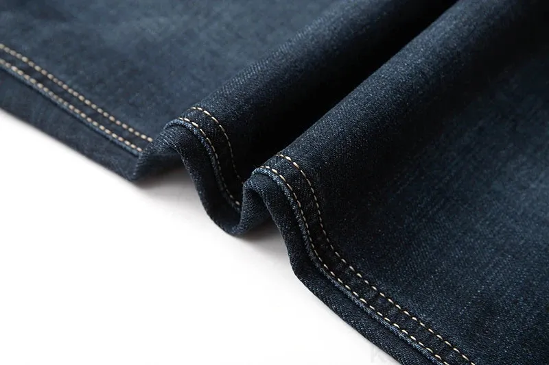 KSTUN Dark Blue Jeans Men Business Casual Denim Pants Straight Cut Classic Jeans Man Full Length Trousers Men's Clothing Autumn